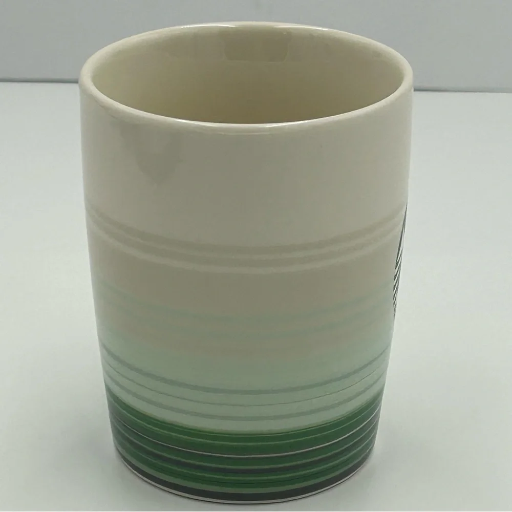 STARBUCKS 2021‎ Coffee Mug Cup Tea 10 Ounce Cream Green Gray Striped